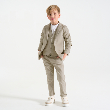 جاكيت بدلة، باللون البيج الموحد، للأطفال